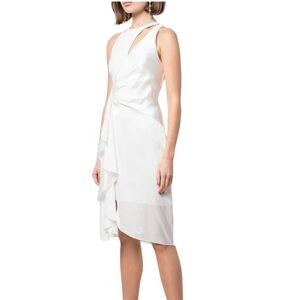 Cinq A Sept Clemency Drape-Front Satin Combo Dress